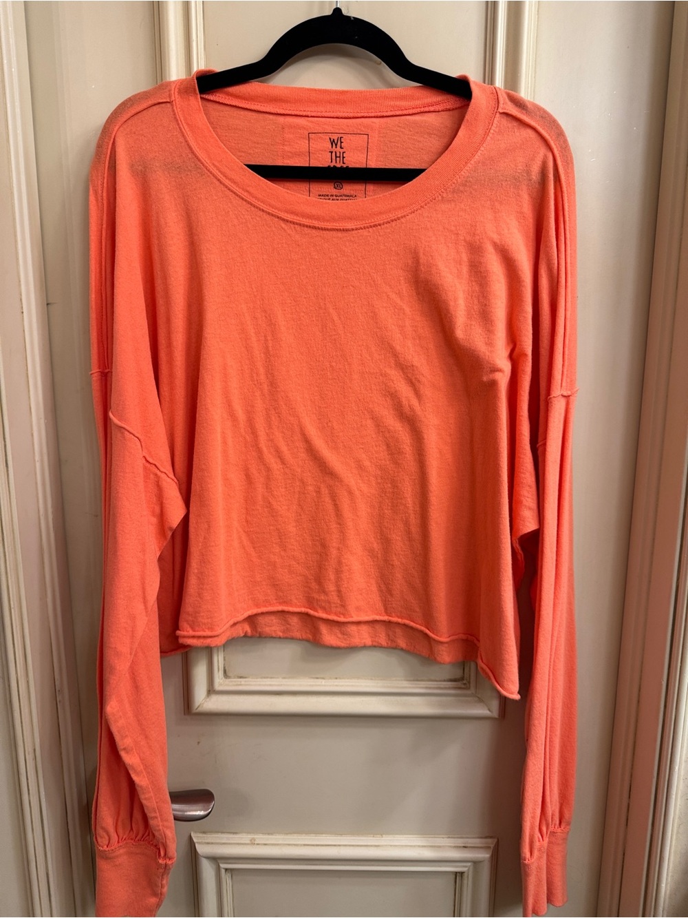 We The Free Coral-Orange Long Sleeve Cropped Tee